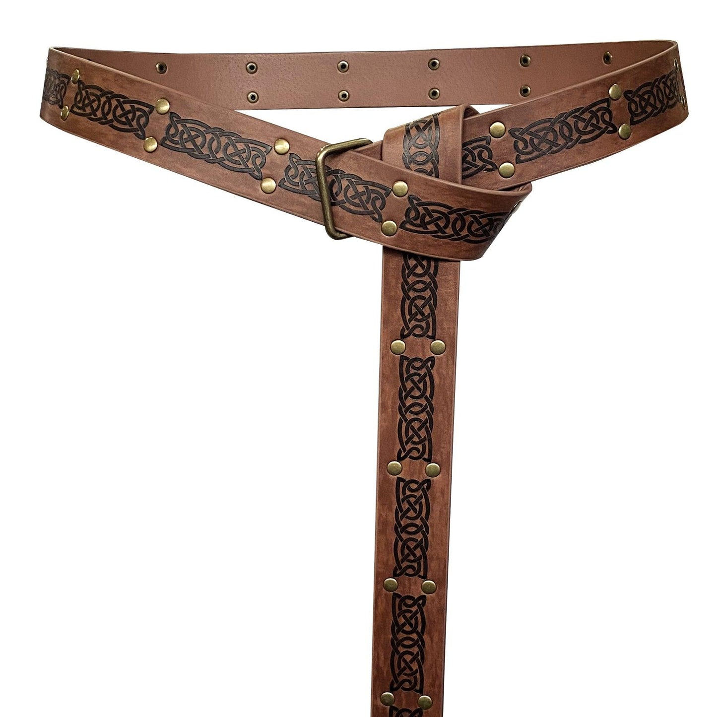 HiiFeuer Medieval Embossed Square Buckle Belt,Retro Middle Ages Faux Leather Mercenary Knight Belt,for LARP Ren Faire