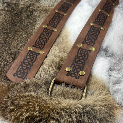 HiiFeuer Medieval Embossed Square Buckle Belt,Retro Middle Ages Faux Leather Mercenary Knight Belt,for LARP Ren Faire