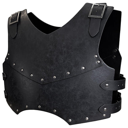 HiiFeuer Medieval Faux Leather Chest Armor, Retro Mercenary Knight Archer Body Armor, Adjustable Vest Armour for Ren Faire
