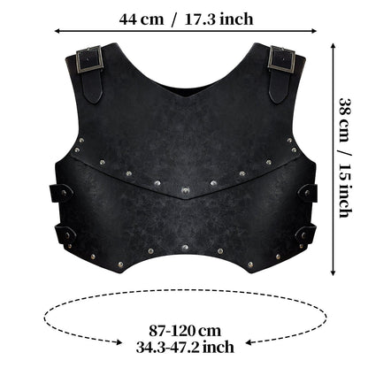 HiiFeuer Medieval Faux Leather Chest Armor, Retro Mercenary Knight Archer Body Armor, Adjustable Vest Armour for Ren Faire