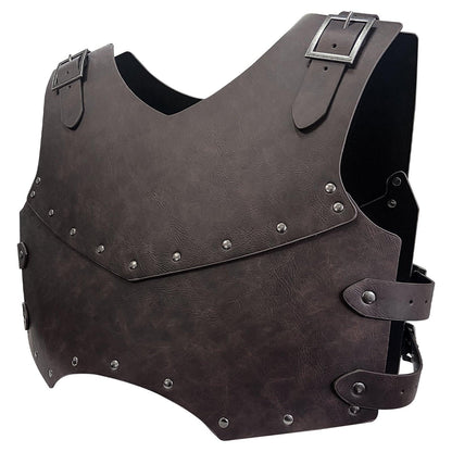 HiiFeuer Medieval Faux Leather Chest Armor, Retro Mercenary Knight Archer Body Armor, Adjustable Vest Armour for Ren Faire