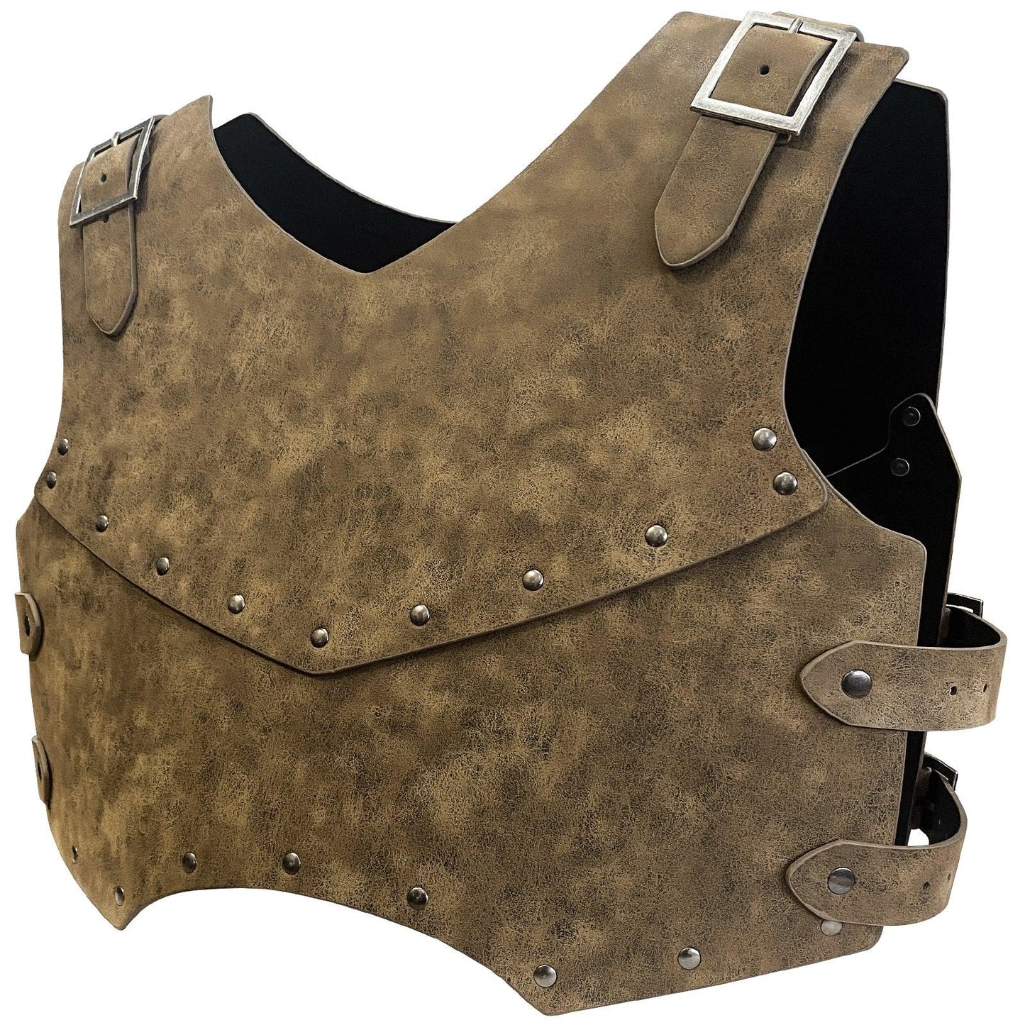 HiiFeuer Medieval Faux Leather Chest Armor, Retro Mercenary Knight Archer Body Armor, Adjustable Vest Armour for Ren Faire