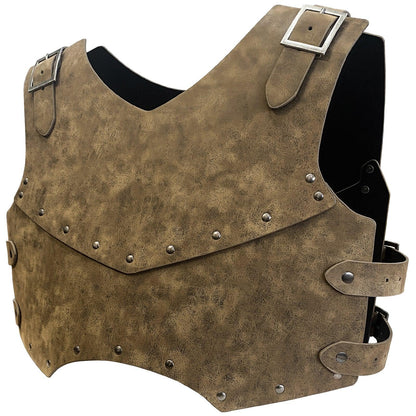HiiFeuer Medieval Faux Leather Chest Armor, Retro Mercenary Knight Archer Body Armor, Adjustable Vest Armour for Ren Faire