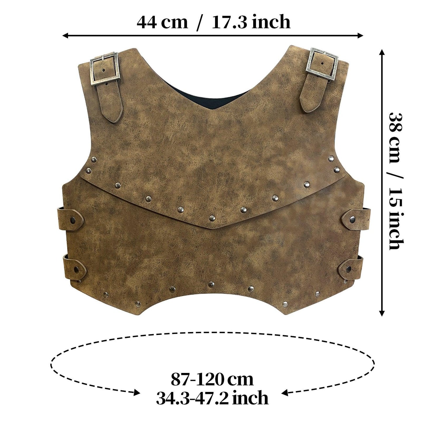HiiFeuer Medieval Faux Leather Chest Armor, Retro Mercenary Knight Archer Body Armor, Adjustable Vest Armour for Ren Faire