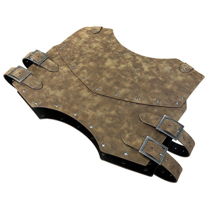 HiiFeuer Medieval Faux Leather Chest Armor, Retro Mercenary Knight Archer Body Armor, Adjustable Vest Armour for Ren Faire