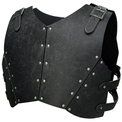 HiiFeuer Medieval Faux Leather Chest Armor, Retro Mercenary Knight Archer Body Armor, Adjustable Vest Armour for Ren Faire