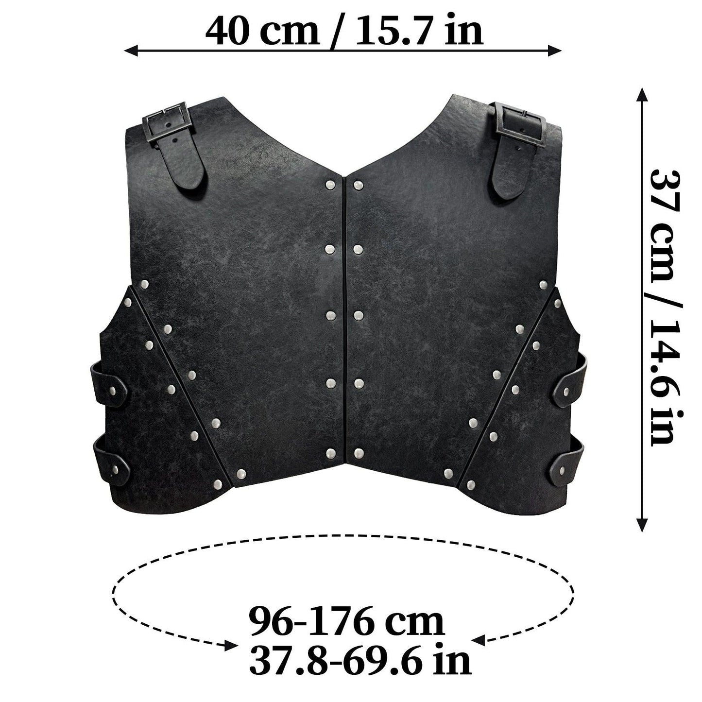 HiiFeuer Medieval Faux Leather Chest Armor, Retro Mercenary Knight Archer Body Armor, Adjustable Vest Armour for Ren Faire