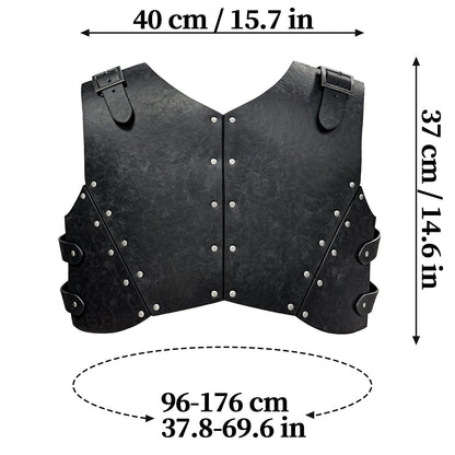 HiiFeuer Medieval Faux Leather Chest Armor, Retro Mercenary Knight Archer Body Armor, Adjustable Vest Armour for Ren Faire