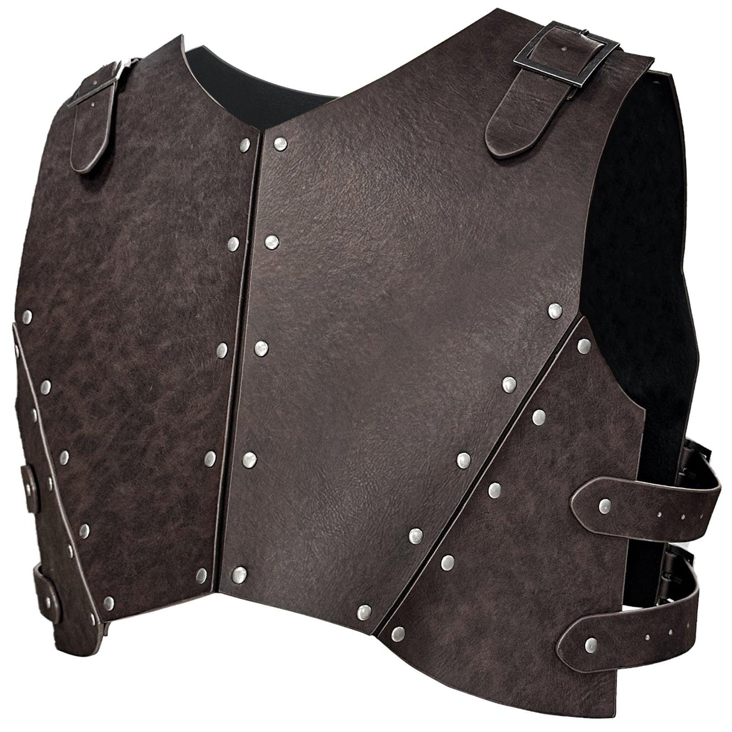 HiiFeuer Medieval Faux Leather Chest Armor, Retro Mercenary Knight Archer Body Armor, Adjustable Vest Armour for Ren Faire