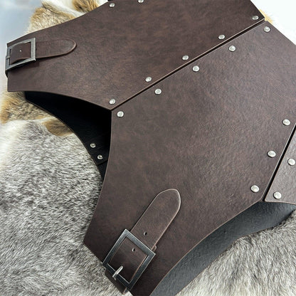 HiiFeuer Medieval Faux Leather Chest Armor, Retro Mercenary Knight Archer Body Armor, Adjustable Vest Armour for Ren Faire