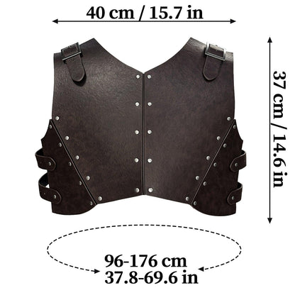 HiiFeuer Medieval Faux Leather Chest Armor, Retro Mercenary Knight Archer Body Armor, Adjustable Vest Armour for Ren Faire