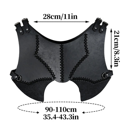 HiiFeuer Medieval Faux Leather Chest Armor, Retro Mercenary Knight Archer Body Armor, Adjustable Vest Armor for Ren Faire
