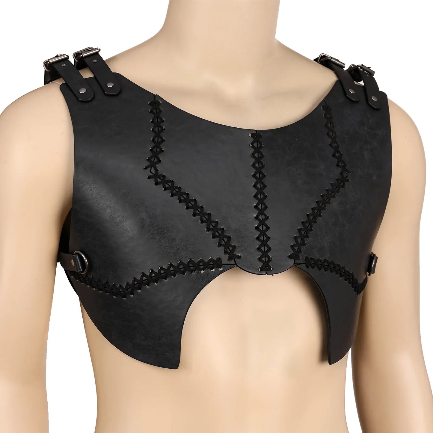 HiiFeuer Medieval Faux Leather Chest Armor, Retro Mercenary Knight Archer Body Armor, Adjustable Vest Armor for Ren Faire