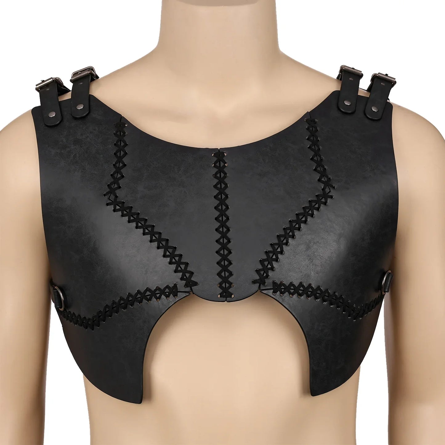 HiiFeuer Medieval Faux Leather Chest Armor, Retro Mercenary Knight Archer Body Armor, Adjustable Vest Armor for Ren Faire