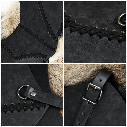 HiiFeuer Medieval Faux Leather Chest Armor, Retro Mercenary Knight Archer Body Armor, Adjustable Vest Armor for Ren Faire