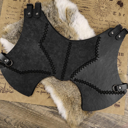 HiiFeuer Medieval Faux Leather Chest Armor, Retro Mercenary Knight Archer Body Armor, Adjustable Vest Armor for Ren Faire