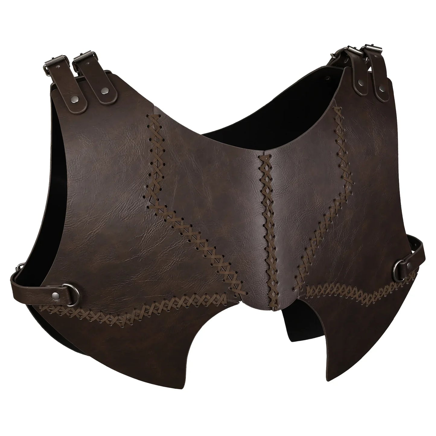 HiiFeuer Medieval Faux Leather Chest Armor, Retro Mercenary Knight Archer Body Armor, Adjustable Vest Armor for Ren Faire