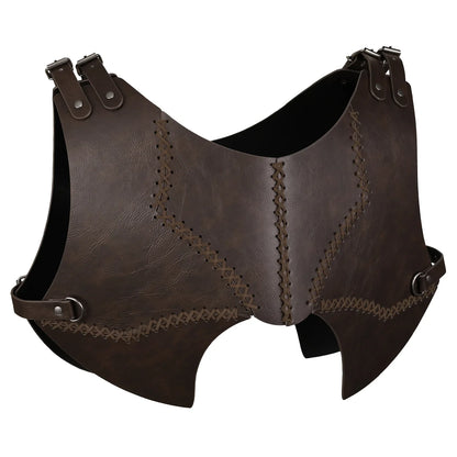 HiiFeuer Medieval Faux Leather Chest Armor, Retro Mercenary Knight Archer Body Armor, Adjustable Vest Armor for Ren Faire