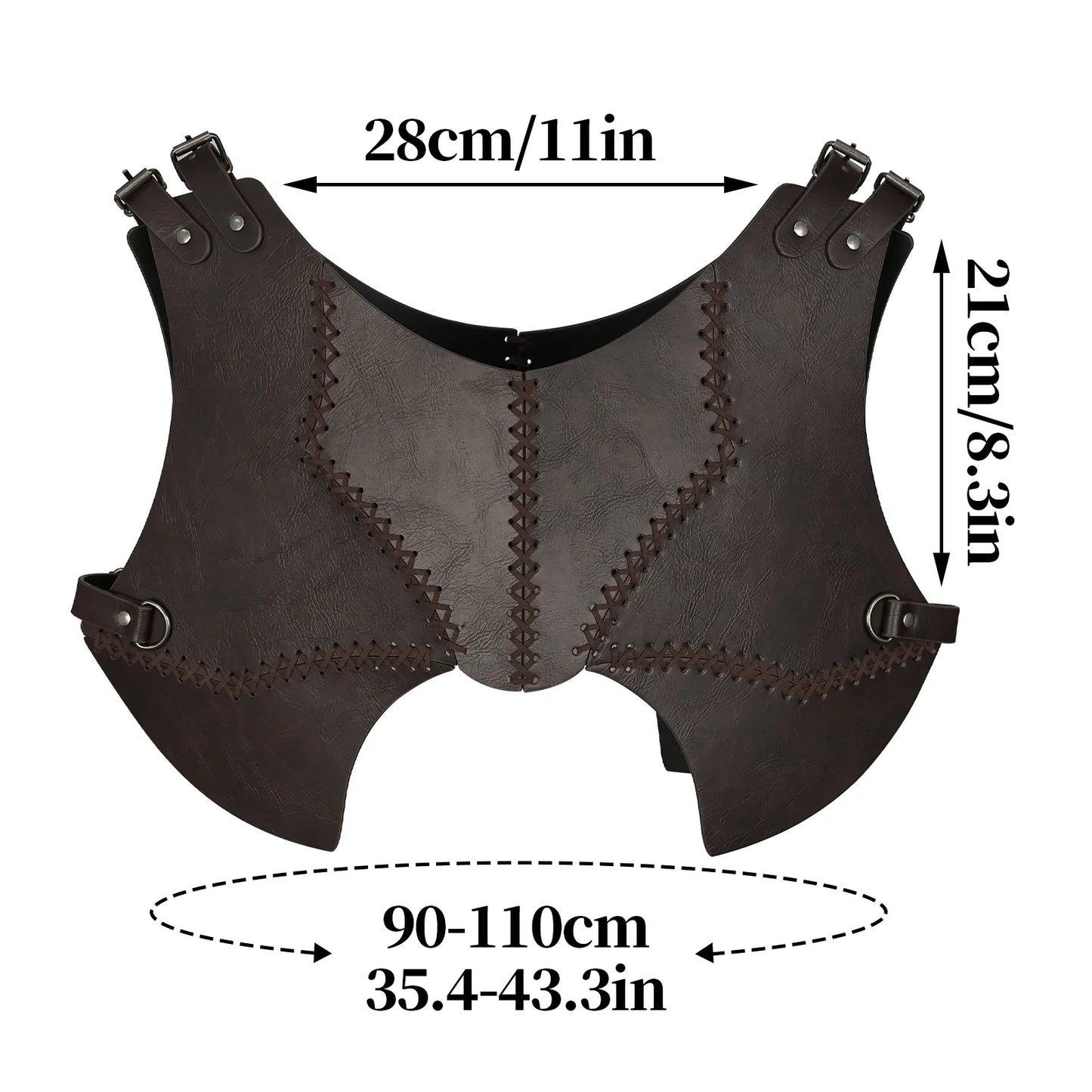 HiiFeuer Medieval Faux Leather Chest Armor, Retro Mercenary Knight Archer Body Armor, Adjustable Vest Armor for Ren Faire