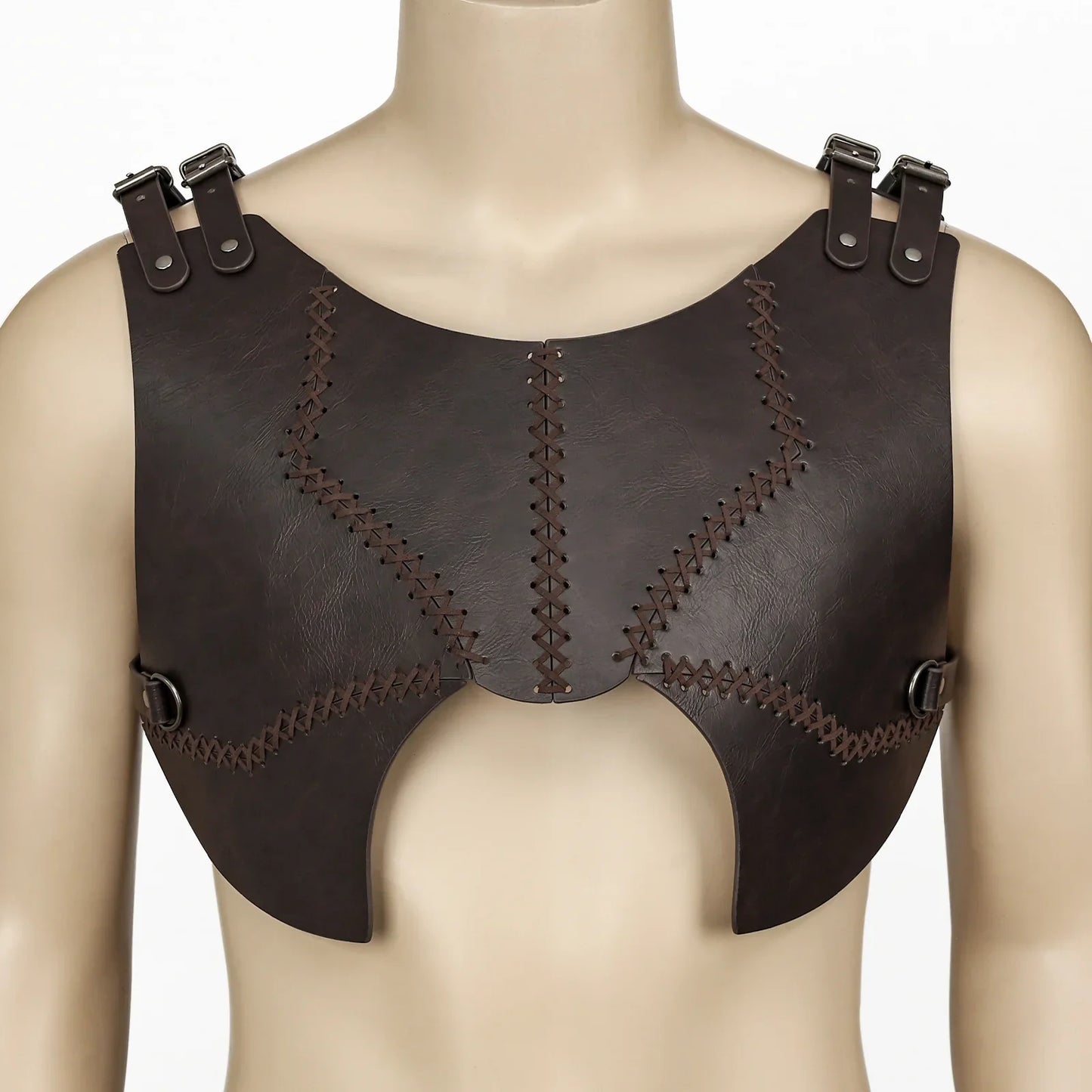 HiiFeuer Medieval Faux Leather Chest Armor, Retro Mercenary Knight Archer Body Armor, Adjustable Vest Armor for Ren Faire