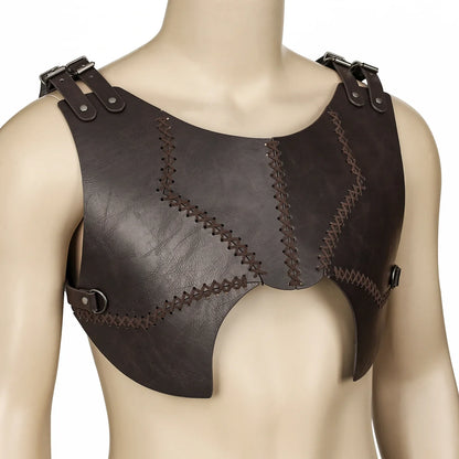 HiiFeuer Medieval Faux Leather Chest Armor, Retro Mercenary Knight Archer Body Armor, Adjustable Vest Armor for Ren Faire