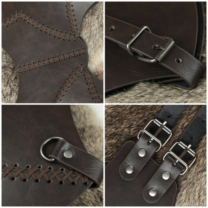 HiiFeuer Medieval Faux Leather Chest Armor, Retro Mercenary Knight Archer Body Armor, Adjustable Vest Armor for Ren Faire