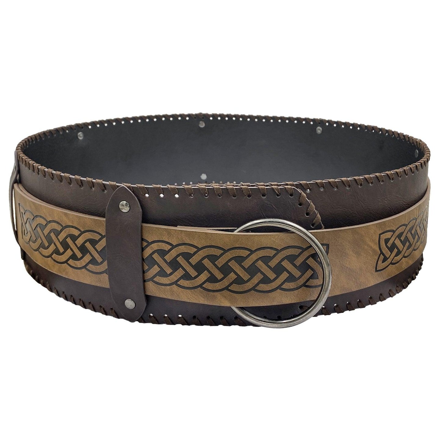 HiiFeuer Viking Embossed Wide Belt, Retro Medieval Faux Leather Mercenary Knight Belt, for LARP Ren Faire