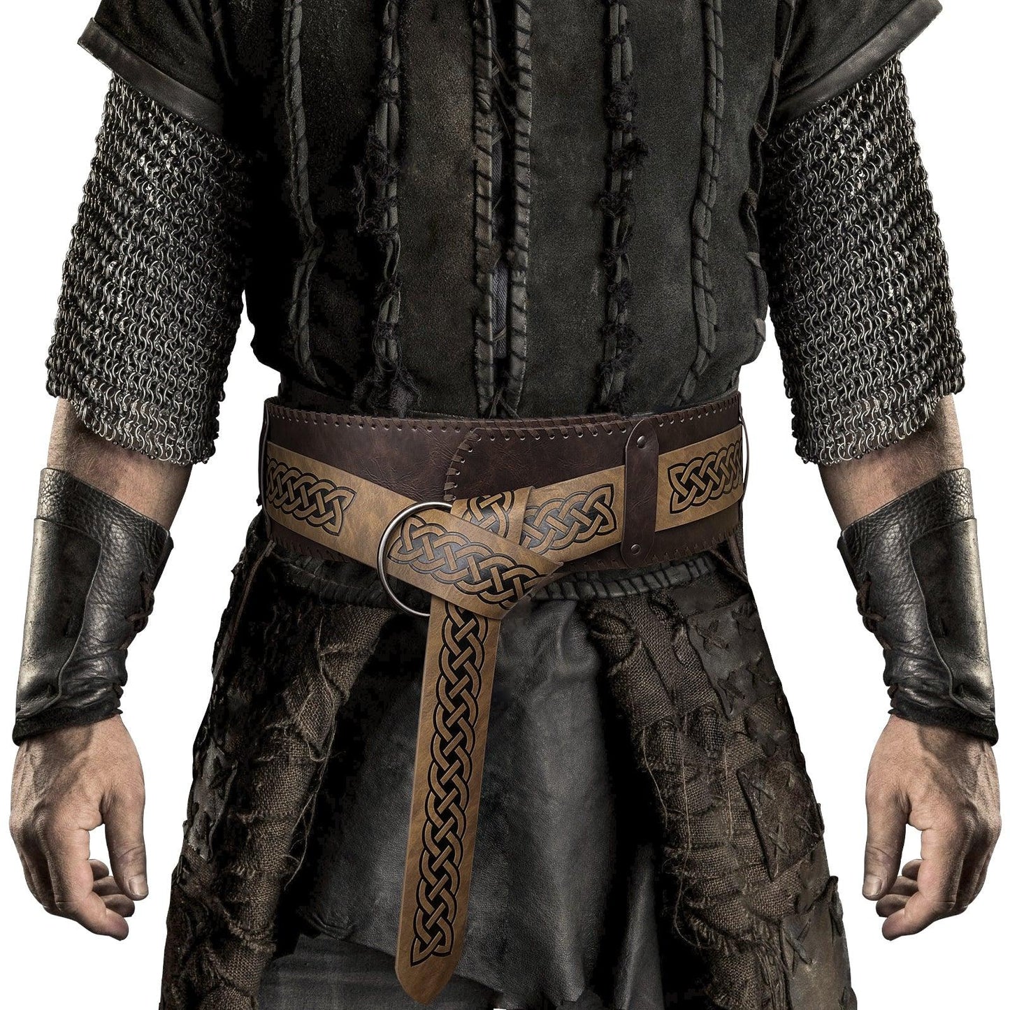 HiiFeuer Viking Embossed Wide Belt, Retro Medieval Faux Leather Mercenary Knight Belt, for LARP Ren Faire