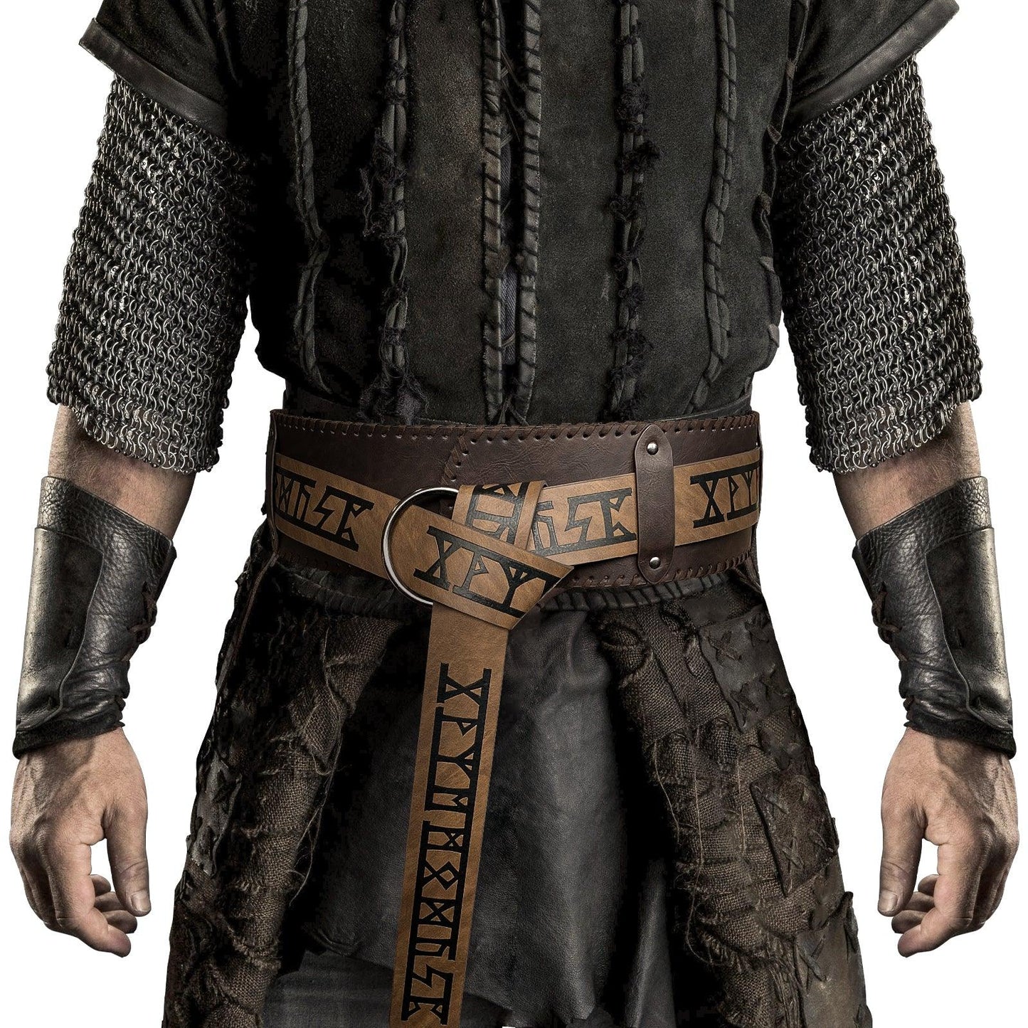HiiFeuer Viking Embossed Wide Belt, Retro Medieval Faux Leather Mercenary Knight Belt, for LARP Ren Faire