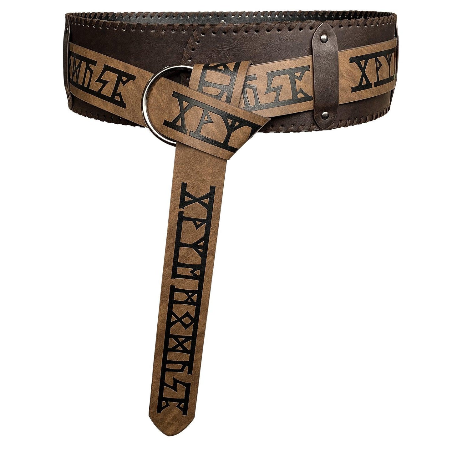 HiiFeuer Viking Embossed Wide Belt, Retro Medieval Faux Leather Mercenary Knight Belt, for LARP Ren Faire