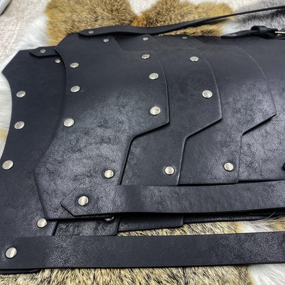 HiiFeuer Medieval Faux Leather Double Pauldron, Vintage Mercenary Knight Shoulder Armor for LARP/Cosplay Ren Faire