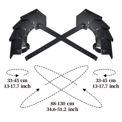 HiiFeuer Medieval Faux Leather Double Pauldron, Vintage Mercenary Knight Shoulder Armor for LARP/Cosplay Ren Faire