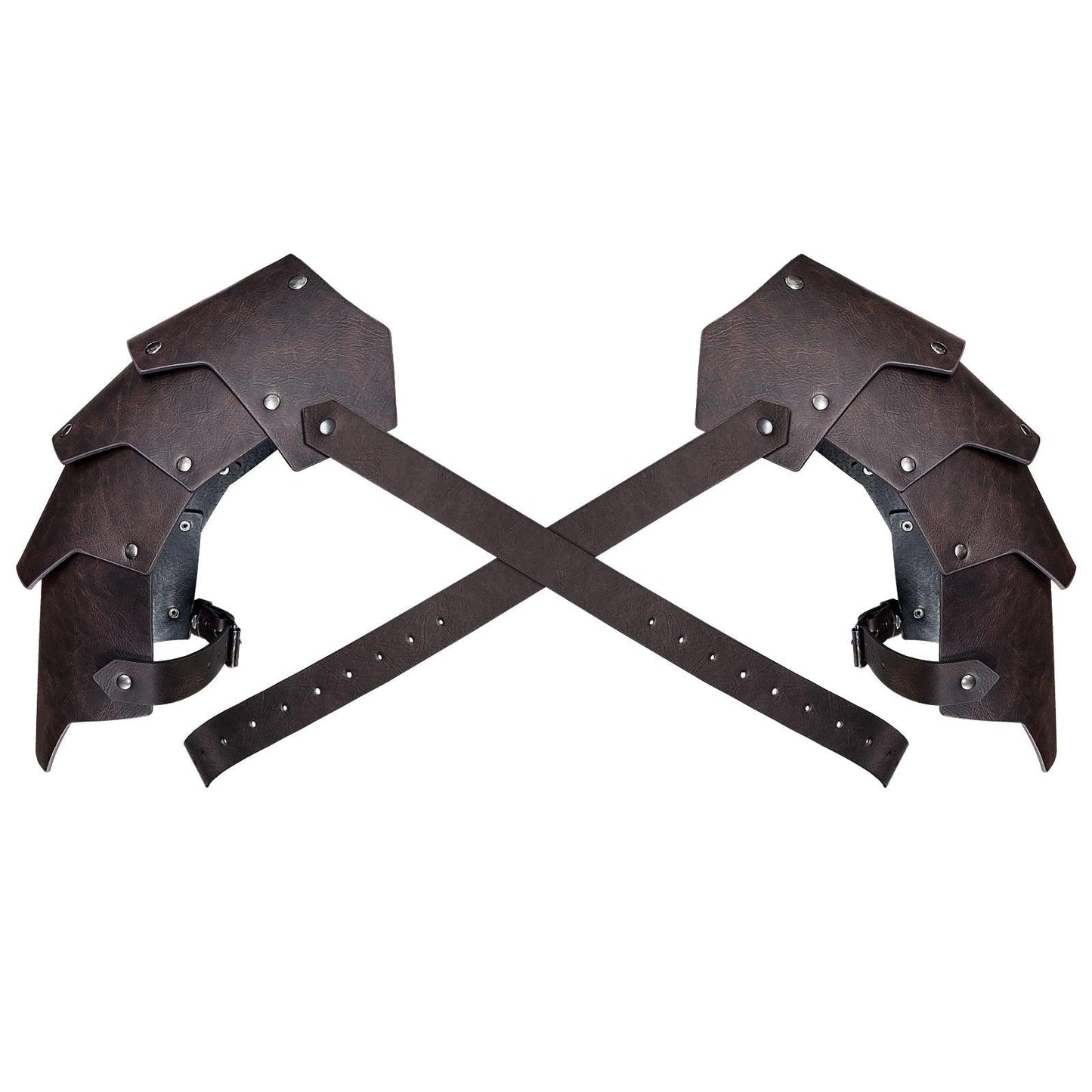 HiiFeuer Medieval Faux Leather Double Pauldron, Vintage Mercenary Knight Shoulder Armor for LARP/Cosplay Ren Faire