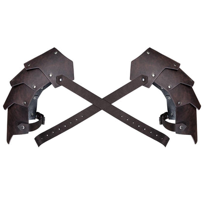 HiiFeuer Medieval Faux Leather Double Pauldron, Vintage Mercenary Knight Shoulder Armor for LARP/Cosplay Ren Faire