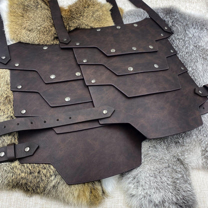 HiiFeuer Medieval Faux Leather Double Pauldron, Vintage Mercenary Knight Shoulder Armor for LARP/Cosplay Ren Faire