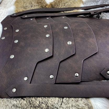 HiiFeuer Medieval Faux Leather Double Pauldron, Vintage Mercenary Knight Shoulder Armor for LARP/Cosplay Ren Faire
