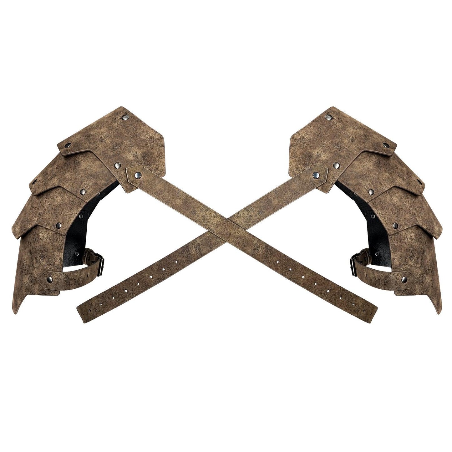 HiiFeuer Medieval Faux Leather Double Pauldron, Vintage Mercenary Knight Shoulder Armor for LARP/Cosplay Ren Faire