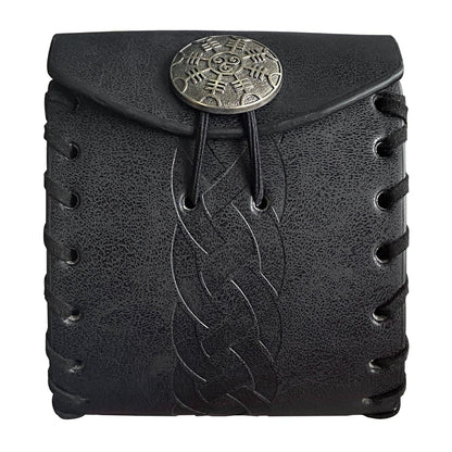 HiiFeuer Medieval Faux Leather Mini Belt Bag, Portable Renaissance Belt Pouch, Nordic Coin Purse Dice Bag for LARP Ren Faire