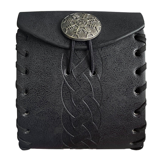 HiiFeuer Medieval Faux Leather Mini Belt Bag, Portable Renaissance Belt Pouch, Nordic Coin Purse Dice Bag for LARP Ren Faire