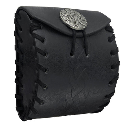 HiiFeuer Medieval Faux Leather Mini Belt Bag, Portable Renaissance Belt Pouch, Nordic Coin Purse Dice Bag for LARP Ren Faire