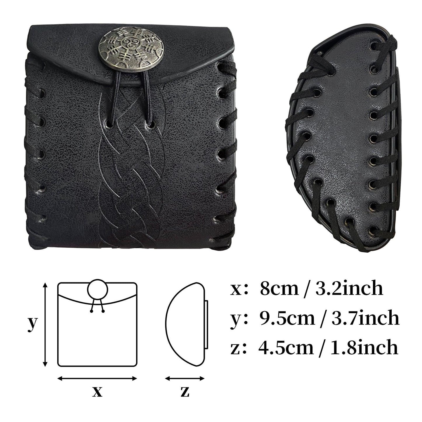 HiiFeuer Medieval Faux Leather Mini Belt Bag, Portable Renaissance Belt Pouch, Nordic Coin Purse Dice Bag for LARP Ren Faire
