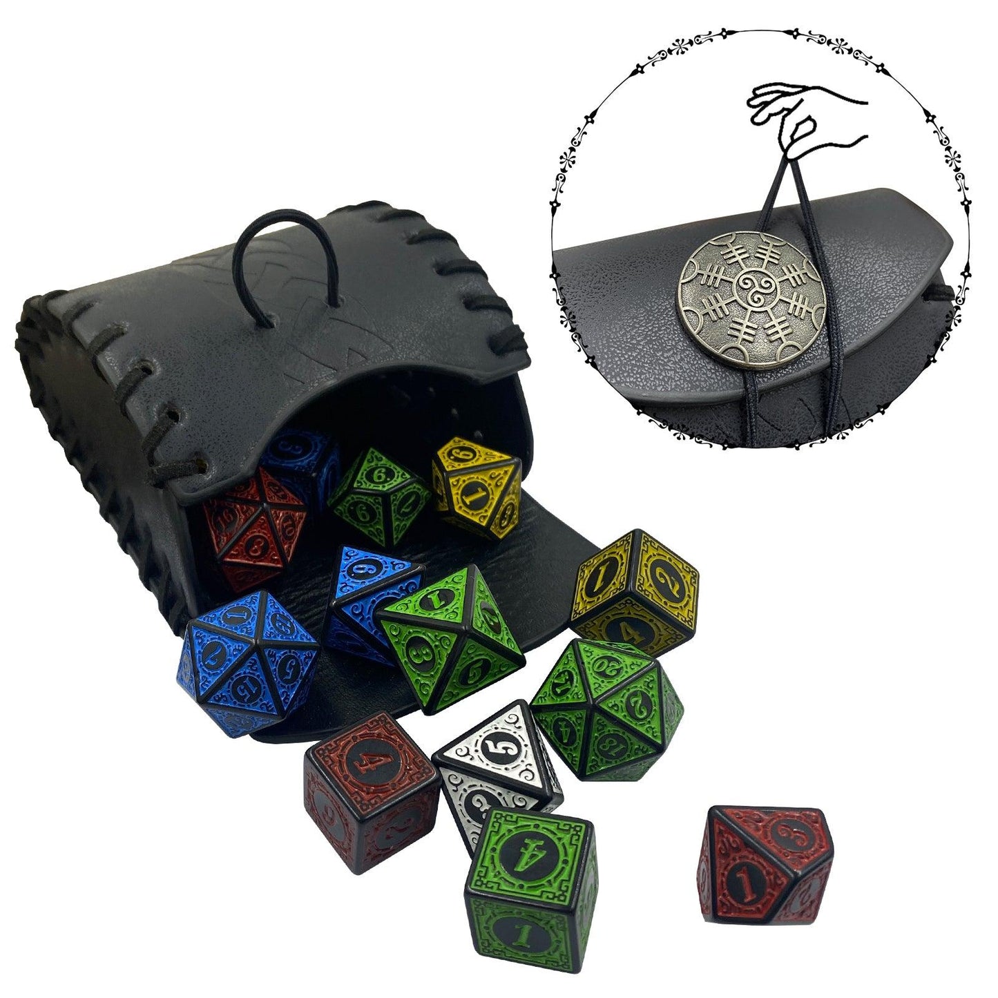 HiiFeuer Medieval Faux Leather Mini Belt Bag, Portable Renaissance Belt Pouch, Nordic Coin Purse Dice Bag for LARP Ren Faire