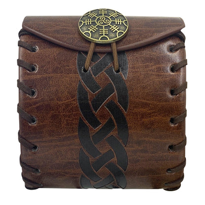 HiiFeuer Medieval Faux Leather Mini Belt Bag, Portable Renaissance Belt Pouch, Nordic Coin Purse Dice Bag for LARP Ren Faire