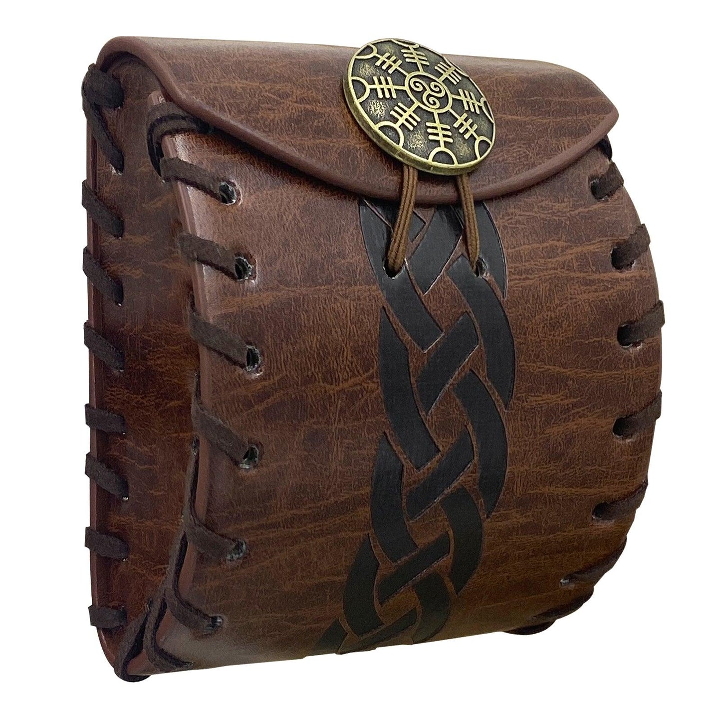 HiiFeuer Medieval Faux Leather Mini Belt Bag, Portable Renaissance Belt Pouch, Nordic Coin Purse Dice Bag for LARP Ren Faire