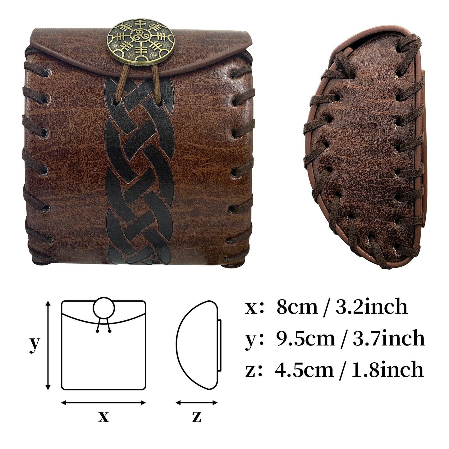 HiiFeuer Medieval Faux Leather Mini Belt Bag, Portable Renaissance Belt Pouch, Nordic Coin Purse Dice Bag for LARP Ren Faire