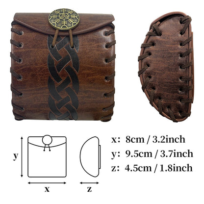 HiiFeuer Medieval Faux Leather Mini Belt Bag, Portable Renaissance Belt Pouch, Nordic Coin Purse Dice Bag for LARP Ren Faire