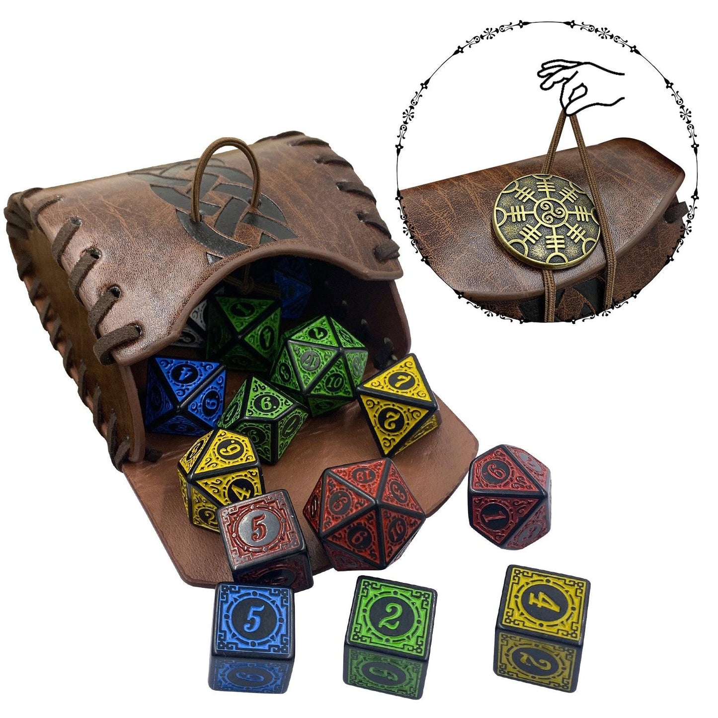 HiiFeuer Medieval Faux Leather Mini Belt Bag, Portable Renaissance Belt Pouch, Nordic Coin Purse Dice Bag for LARP Ren Faire
