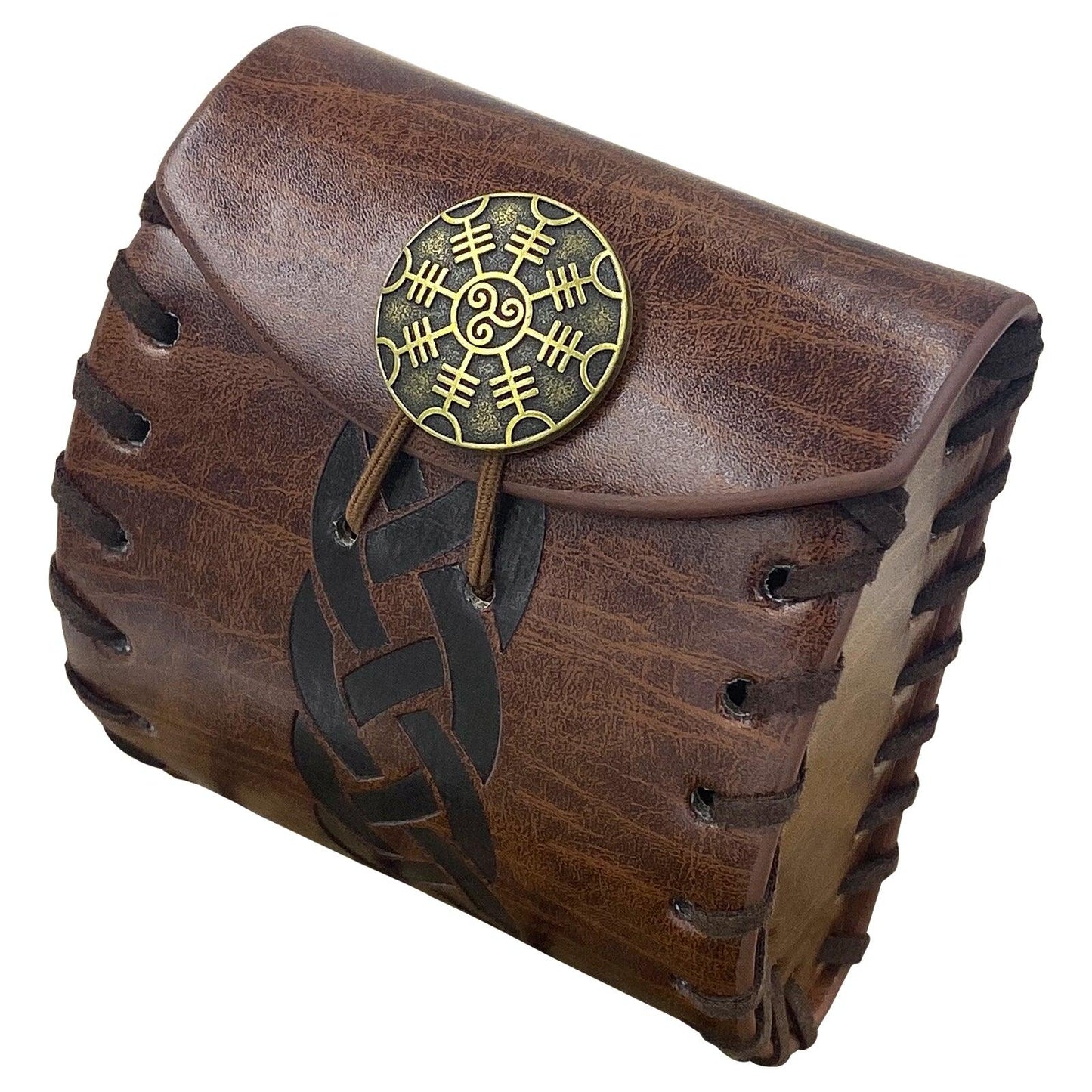 HiiFeuer Medieval Faux Leather Mini Belt Bag, Portable Renaissance Belt Pouch, Nordic Coin Purse Dice Bag for LARP Ren Faire