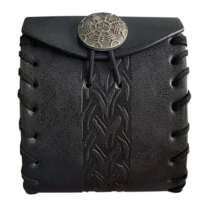 HiiFeuer Medieval Faux Leather Mini Belt Bag, Portable Renaissance Belt Pouch, Nordic Coin Purse Dice Bag for LARP Ren Faire