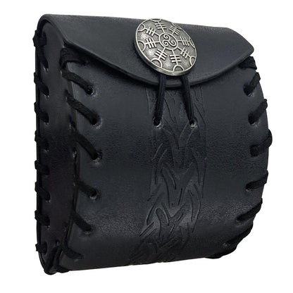 HiiFeuer Medieval Faux Leather Mini Belt Bag, Portable Renaissance Belt Pouch, Nordic Coin Purse Dice Bag for LARP Ren Faire
